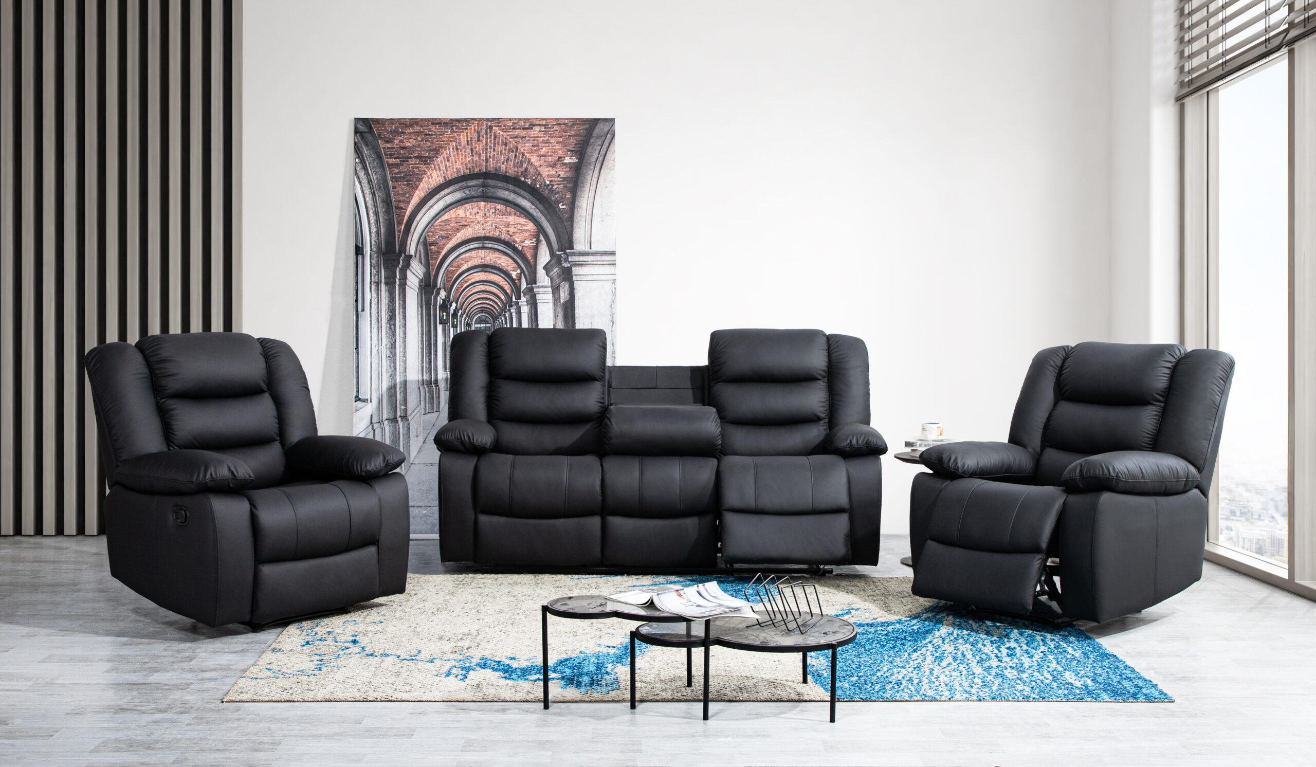 Venice 100% Leather Manual Recliner Suite